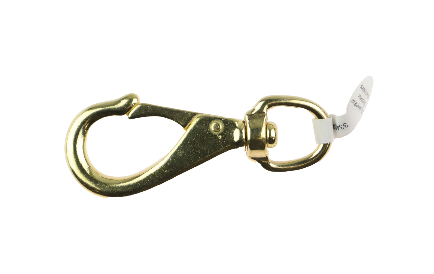 CAL Karabinkrok med svivel - Messing naturell - Flere størrelser 23x123mm