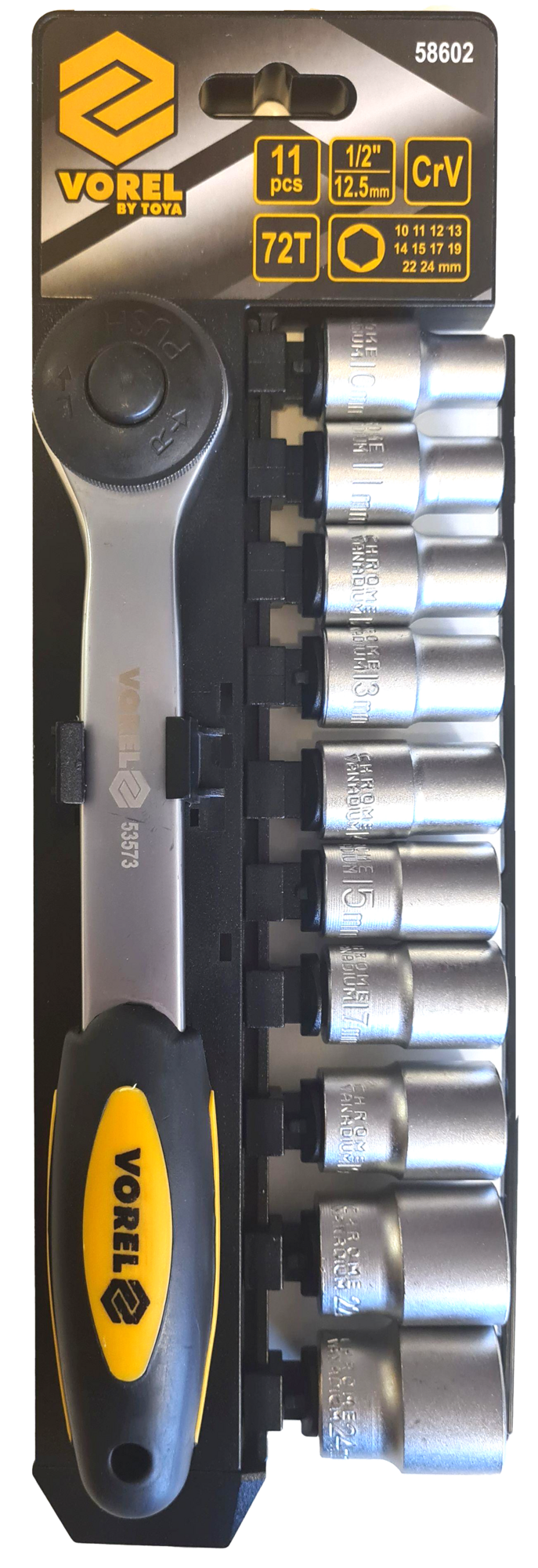 Vorel Pipesett 1/2'' - 11 deler - 10-24 mm