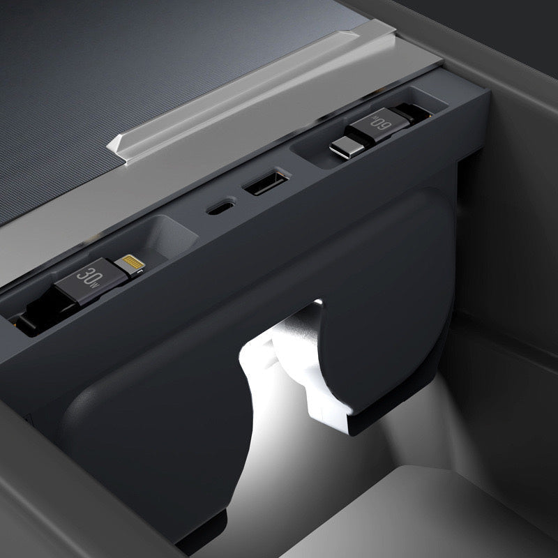Dockingstasjon med ladekabler 2x USB-C for Model 3 2024+/Model Y 2025+
