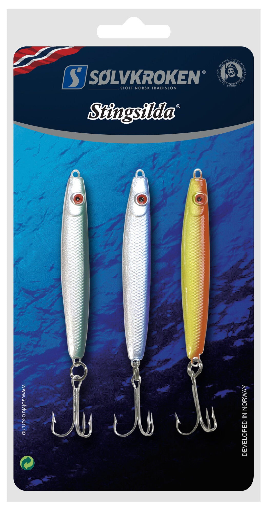 Sølvkroken Stingsilda - 2pk - Sølv / Grønn, Sølv / Blå, Gul / Oransje