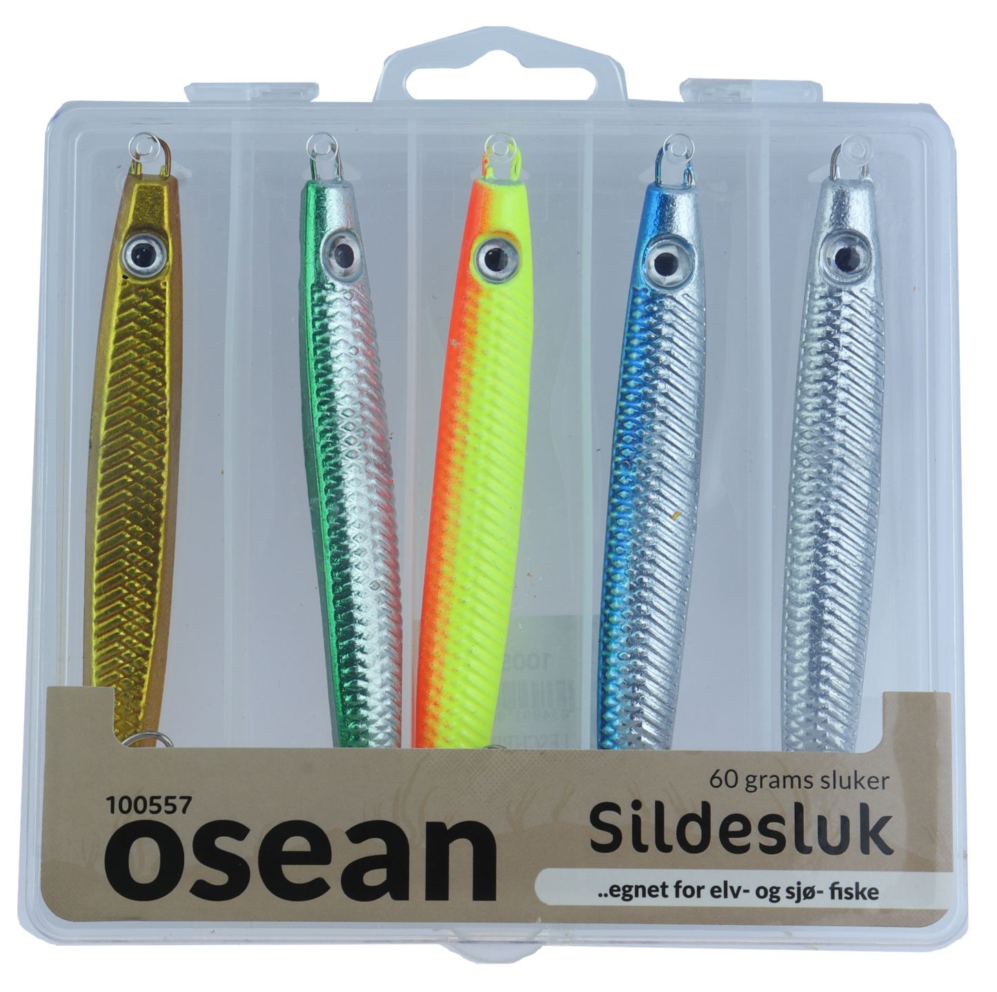 Osean sluksett Sildesluk - 5pk - 18gr - 25gr - 40gr - 60gr m/slukboks 60g