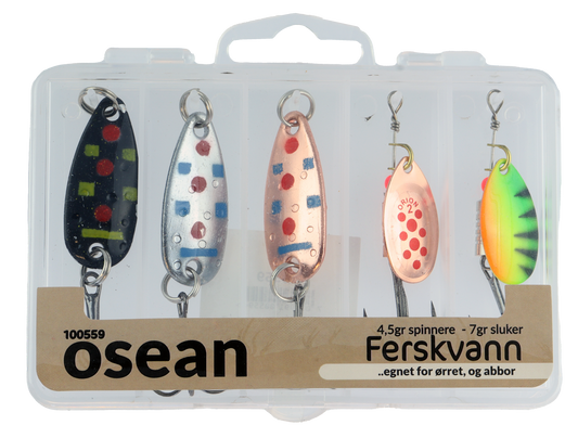 Osean sluksett Ferskvann #2 - 5pk - 7 gr, #2 - 4.5gr - m/slukboks