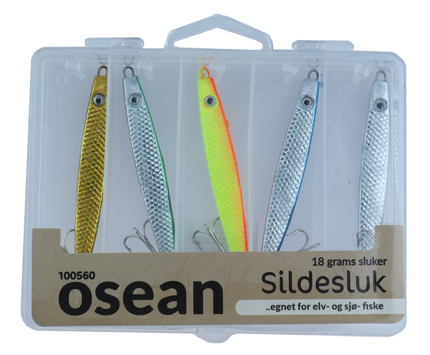 Osean sluksett Sildesluk - 5pk - 18gr - 25gr - 40gr - 60gr m/slukboks 18g