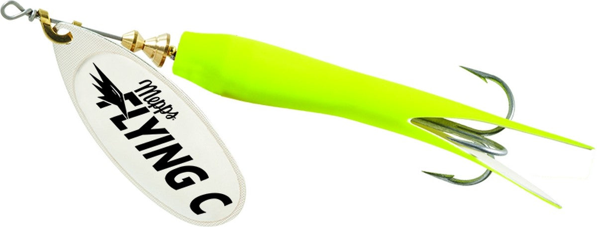 Sølvkroken Mepps - Aglia Flying C - str. 3 - 25gr Sølv Chartruese