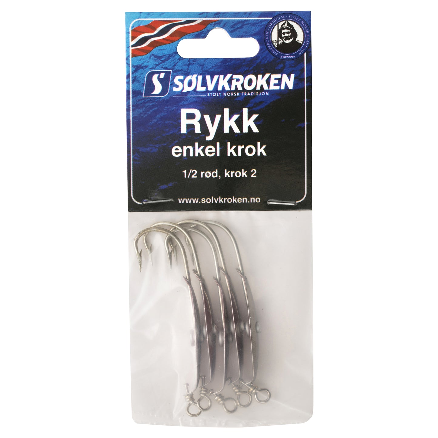 Sølvkroken Rykk - Sølv / Rød - Enkel krok