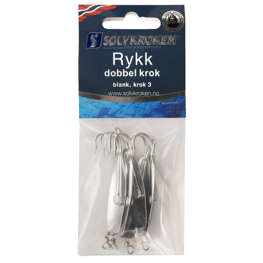 Sølvkroken Rykk - Nr3 - 5pk - Sølv - Dobbel krok