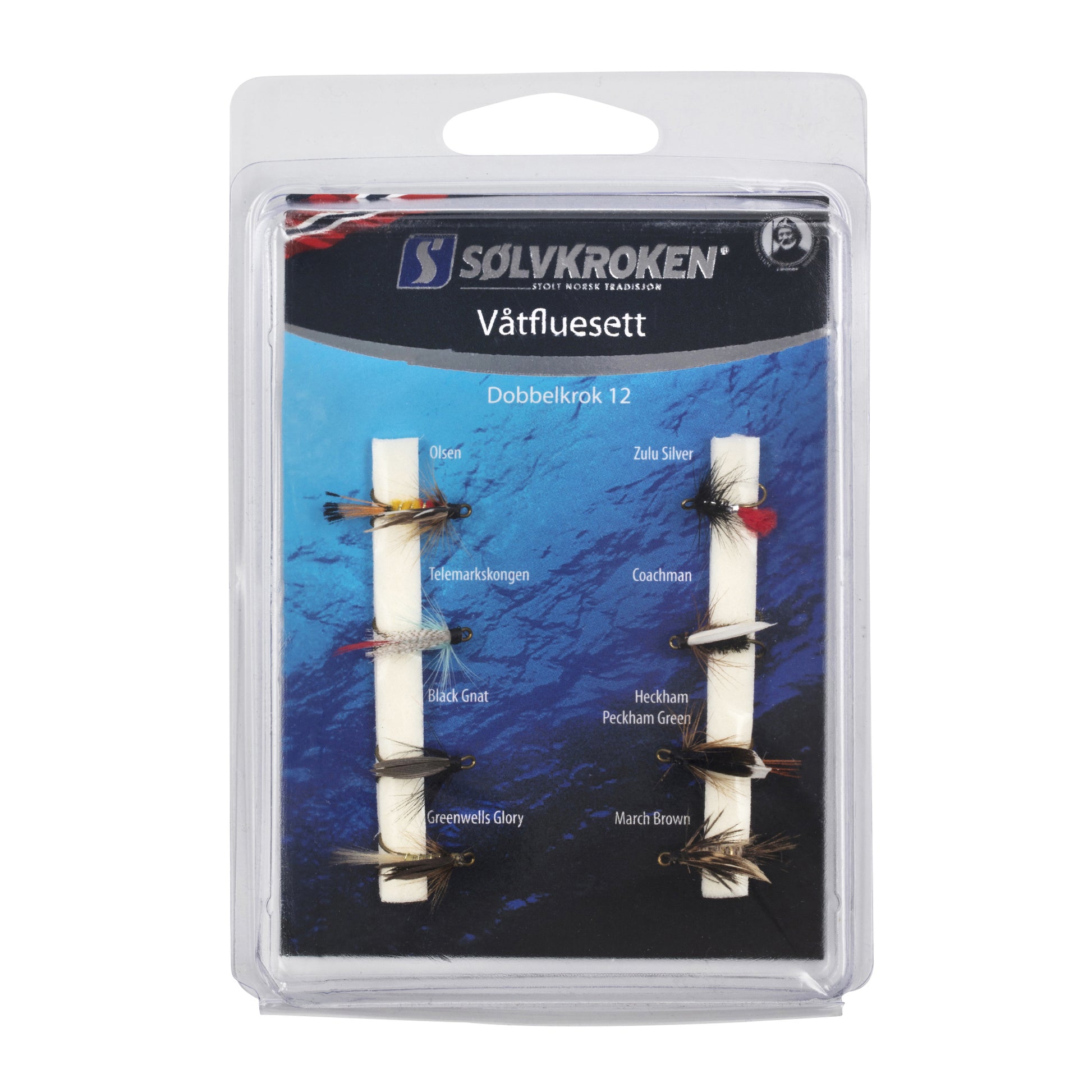 Sølvkroken Våtfluesett DK12 - 8pk - Fluefiske