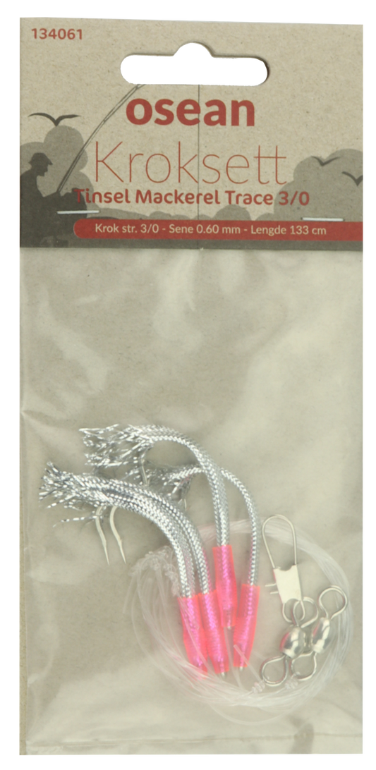 Osean Tinsel Mackerel Trace - Kroksett - 4 stk - 3/0