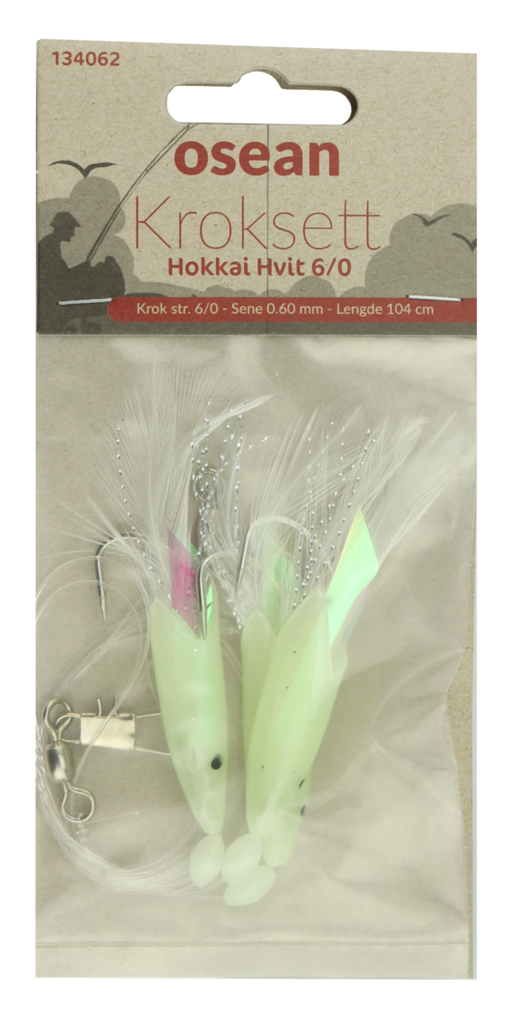 Osean Hokkai hvit - Kroksett - 3 stk - 6/0