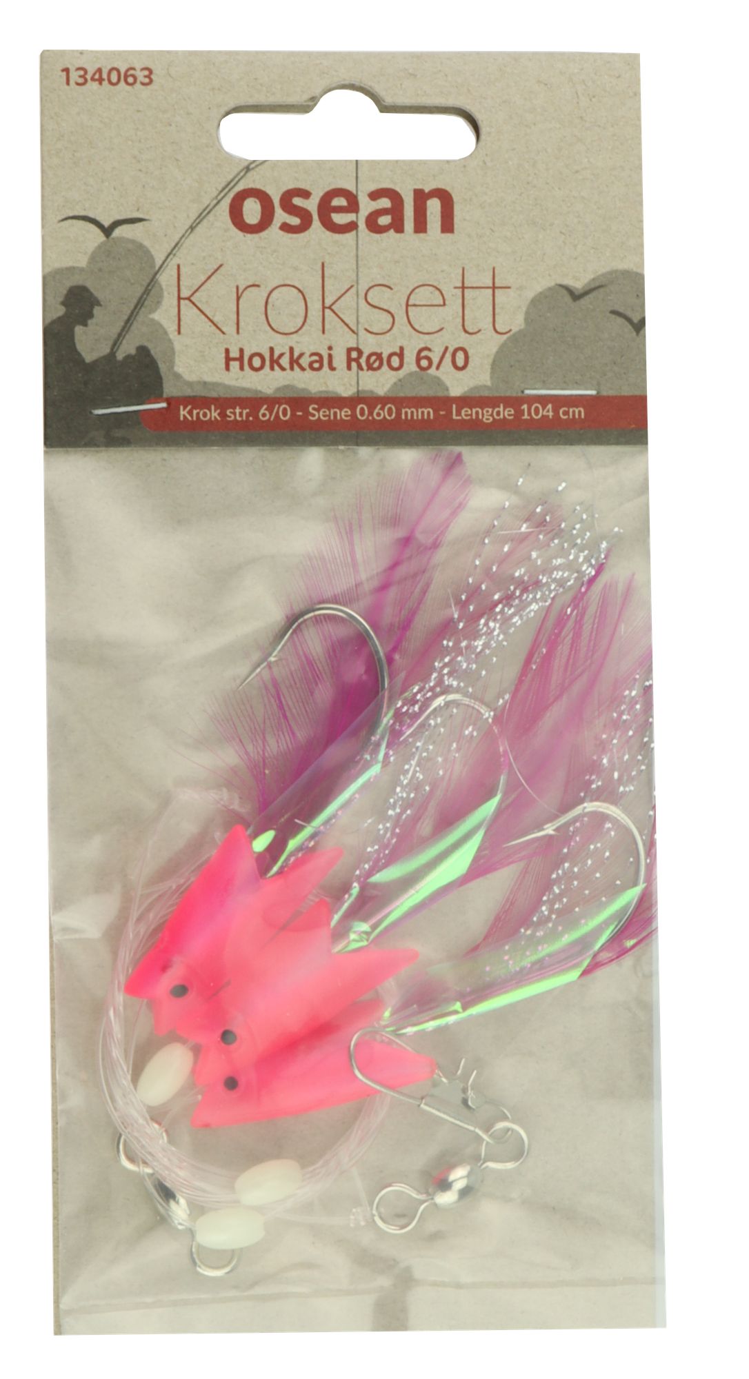 Osean Hokkai rød - Kroksett - 3 stk - 6/0