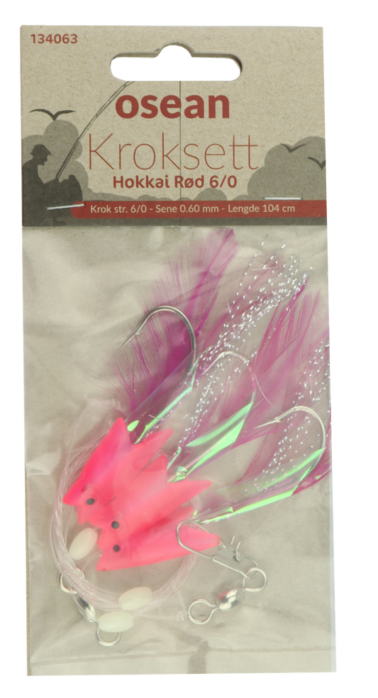 Osean Hokkai rød - Kroksett - 3 stk - 6/0