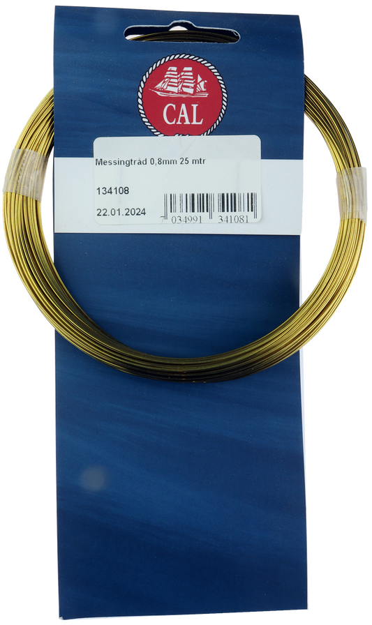 CAL Messingtråd - 25m - Messing - Kveil - 0,8mm
