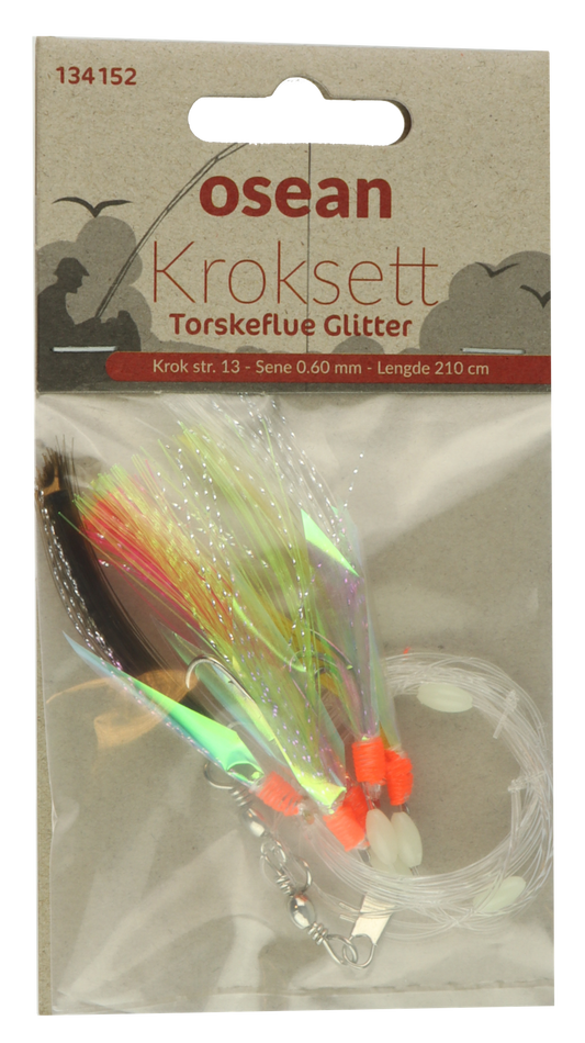 Osean Torskeflue Glitter - Kroksett - 5 stk - 13