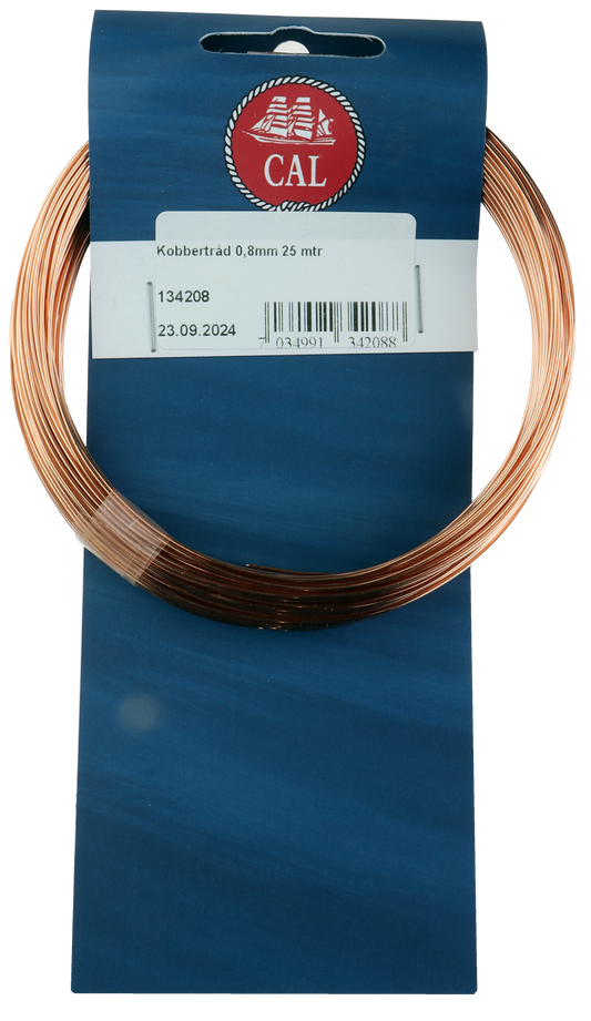 Kobbertråd - 25m - Kobber - Kveil - 0,8mm