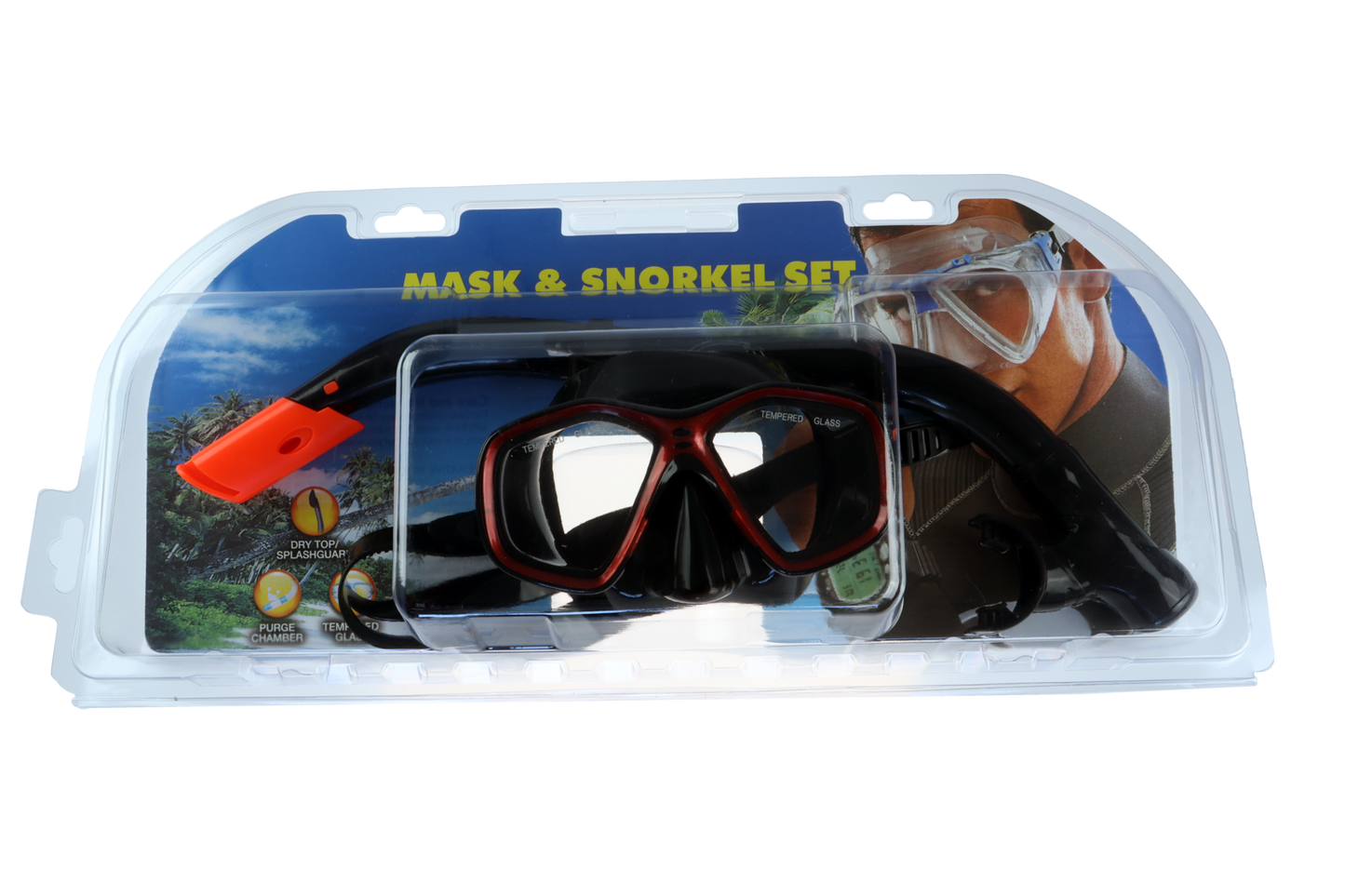 Osean Dykkermaske og Snorkel - Silikon - Junior - Sort/Rød