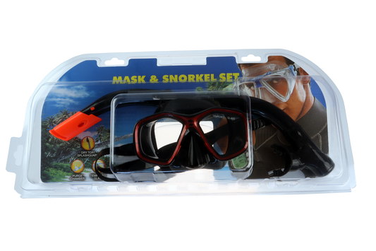 Osean Dykkermaske og Snorkel - Silikon - Junior - Sort/Rød