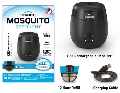 Thermacell E55 Myggbeskytter – Oppladbar – 20m² Myggfri Sone – 6,5t