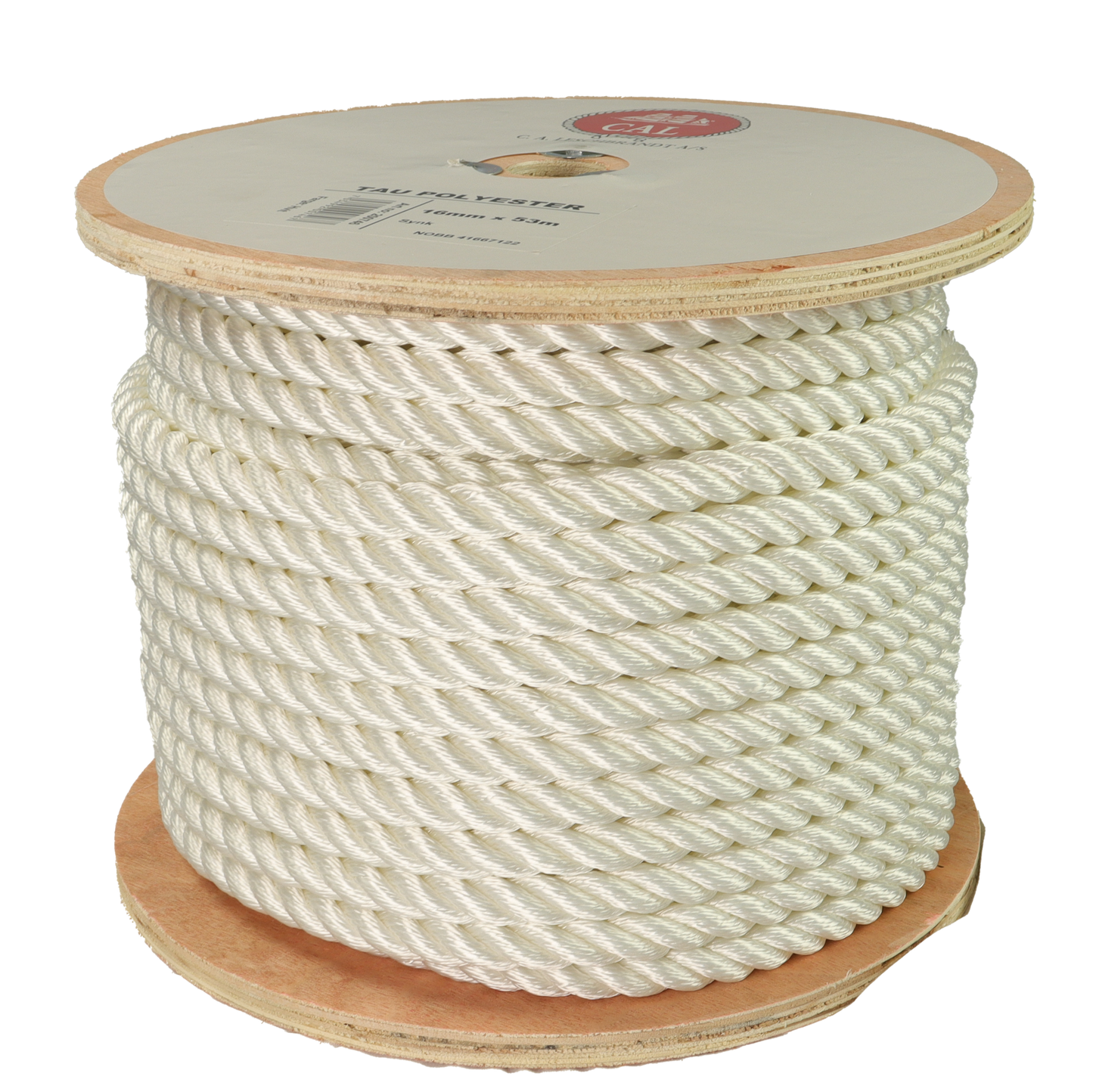 Tau Polyester – Hvit – Kveil / Spole – Høy Bruddstyrke – Flere Dimensjoner