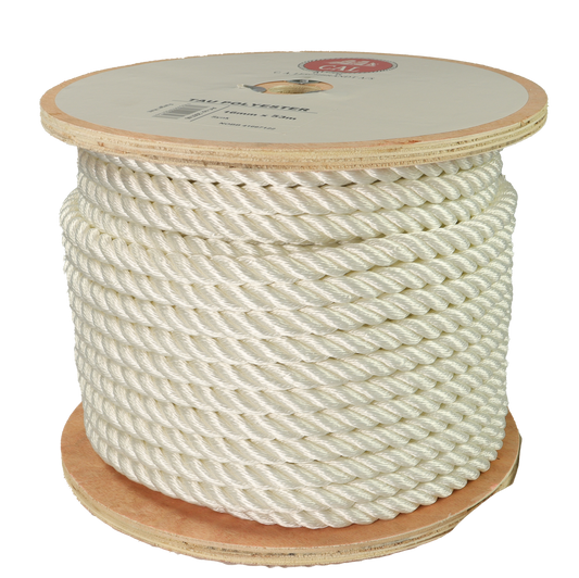 Tau Polyester – Hvit – Kveil / Spole – Høy Bruddstyrke – Flere Dimensjoner