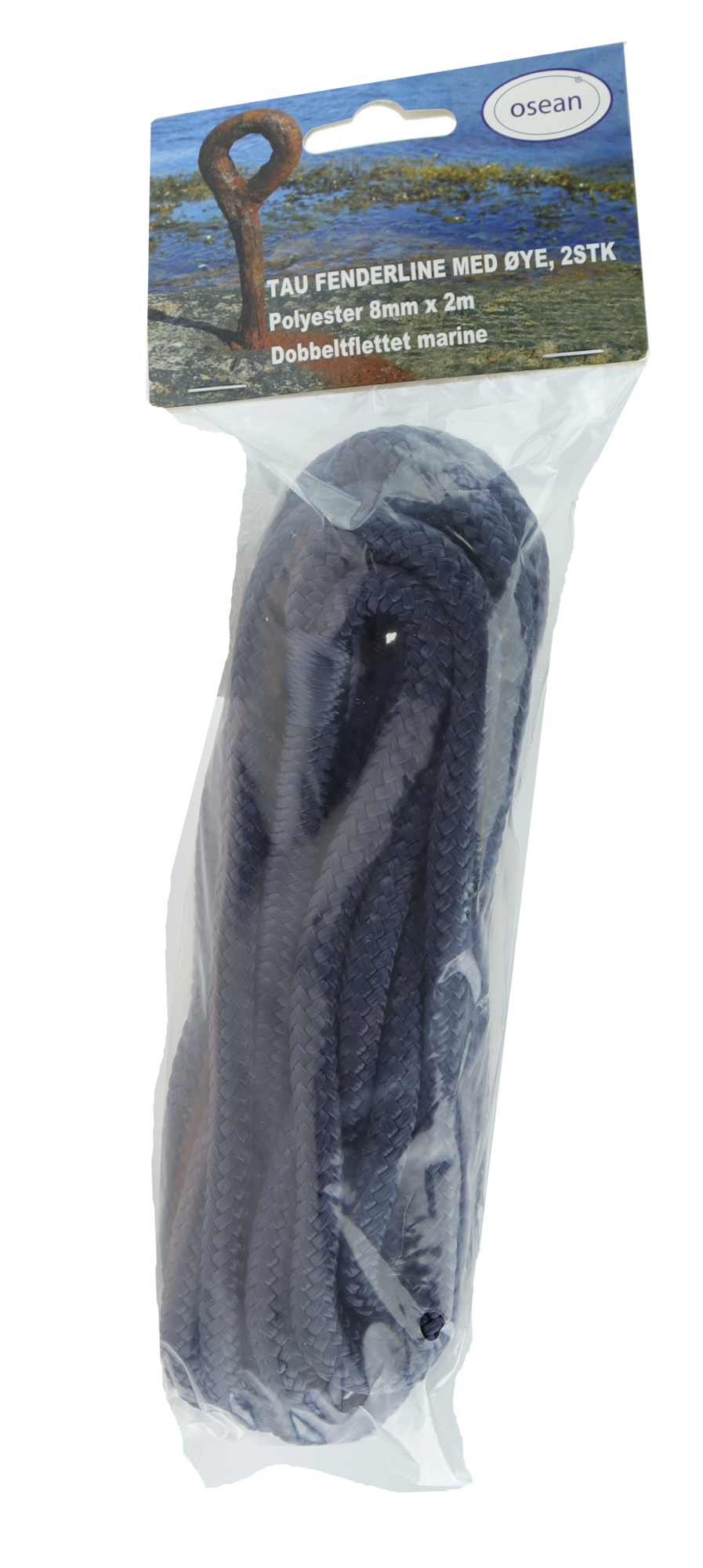 Fenderline Marineblå – 2 pk – 8 mm x 2 m – Dobbelflettet Polyester