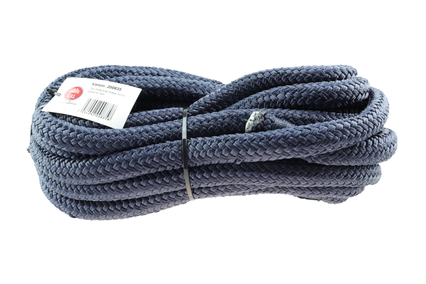Fortøyningstau m/øye - Marine blå / Sort - 10m - Flettet
