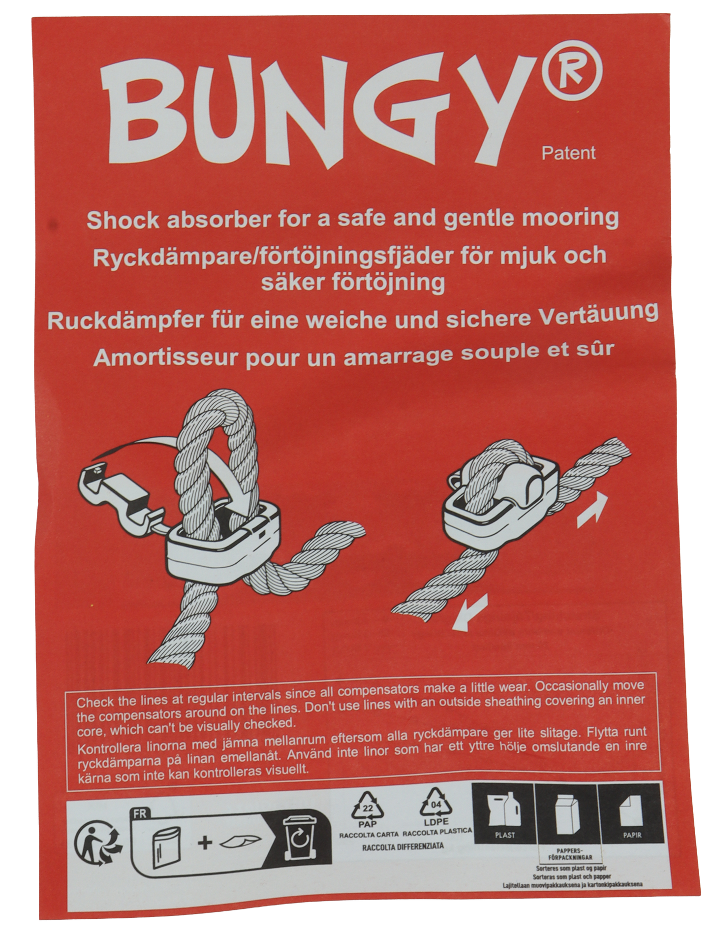 BUNGY Rykkdemper - 2pk - Fortøyningsfjær - Opp til 20mm Tau