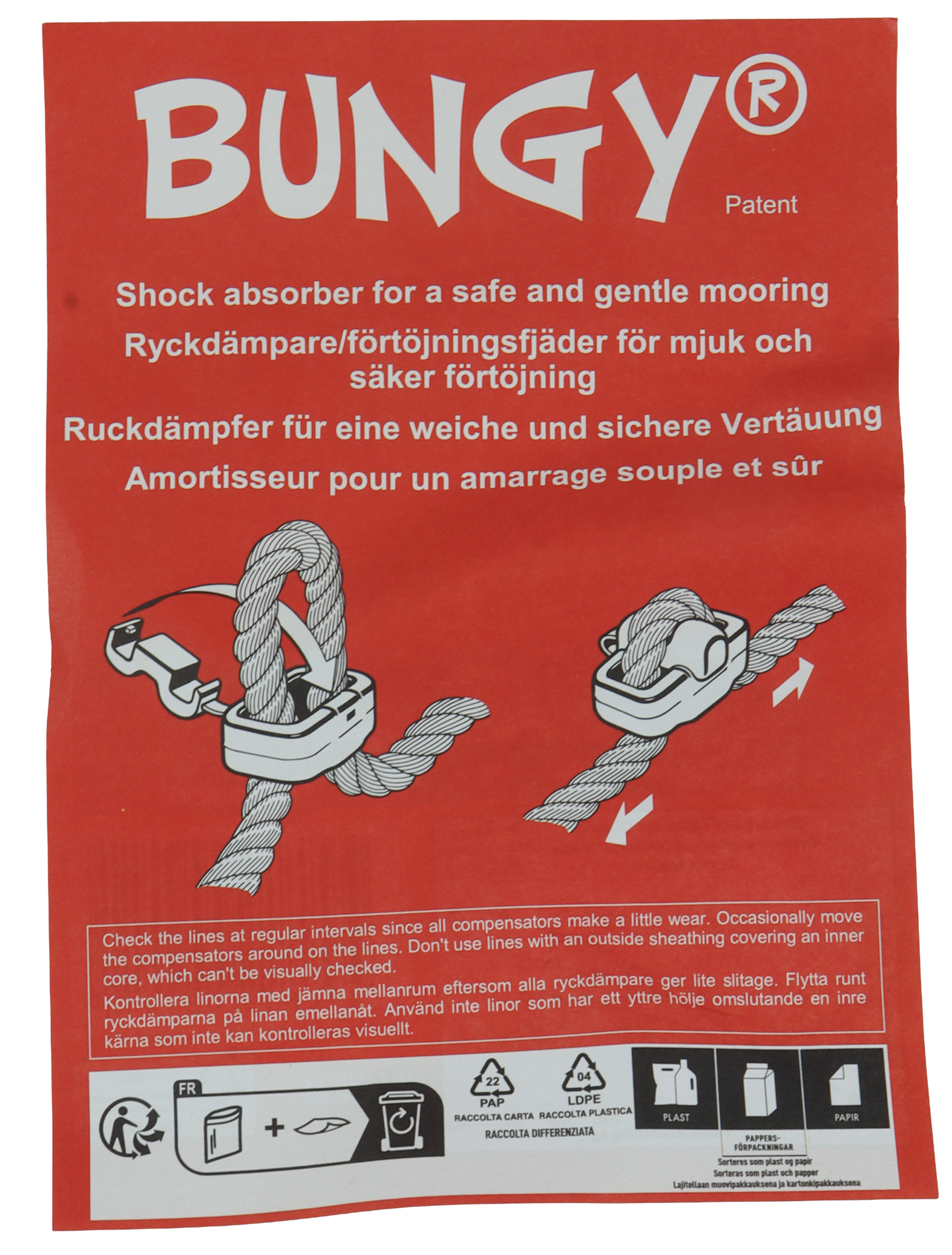 BUNGY Rykkdemper - 2pk - Fortøyningsfjær - Opp til 20mm Tau