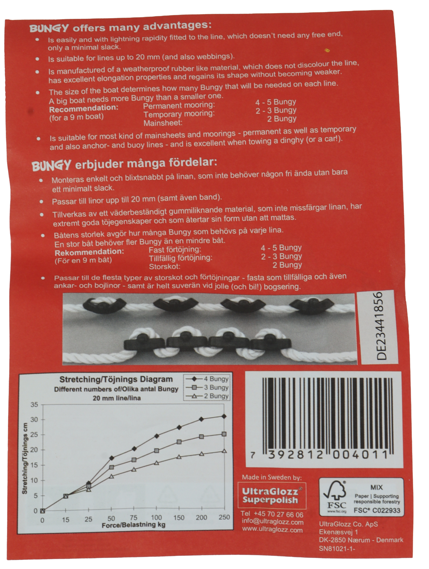 BUNGY Rykkdemper - 2pk - Fortøyningsfjær - Opp til 20mm Tau