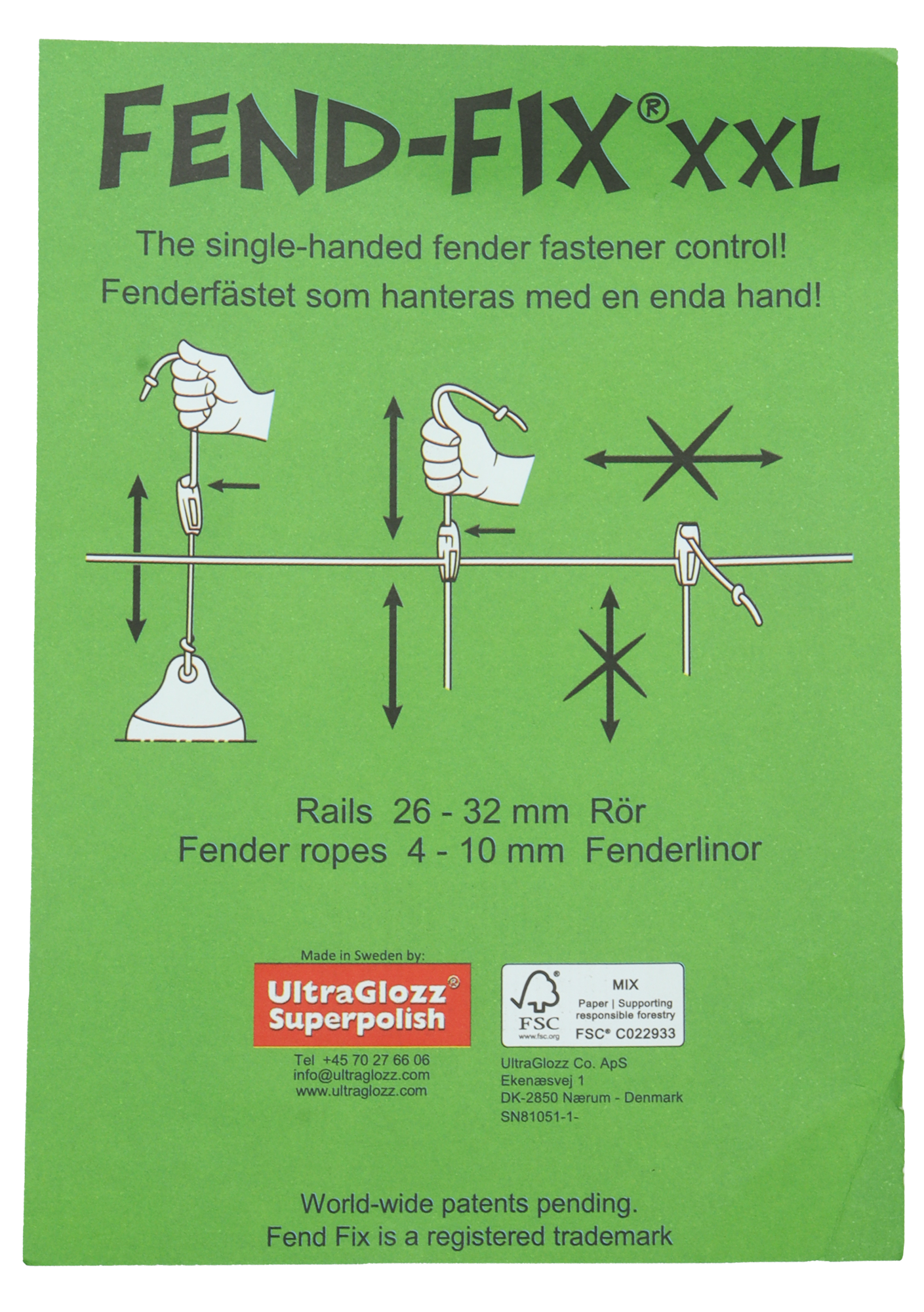 FEND-FIX XXL Fenderfeste - 2pk - 4-10mm Fenderline - Båtrekke 26-32mm
