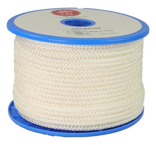 Tau Flettet Nylon - Hvit - Spole - 100m