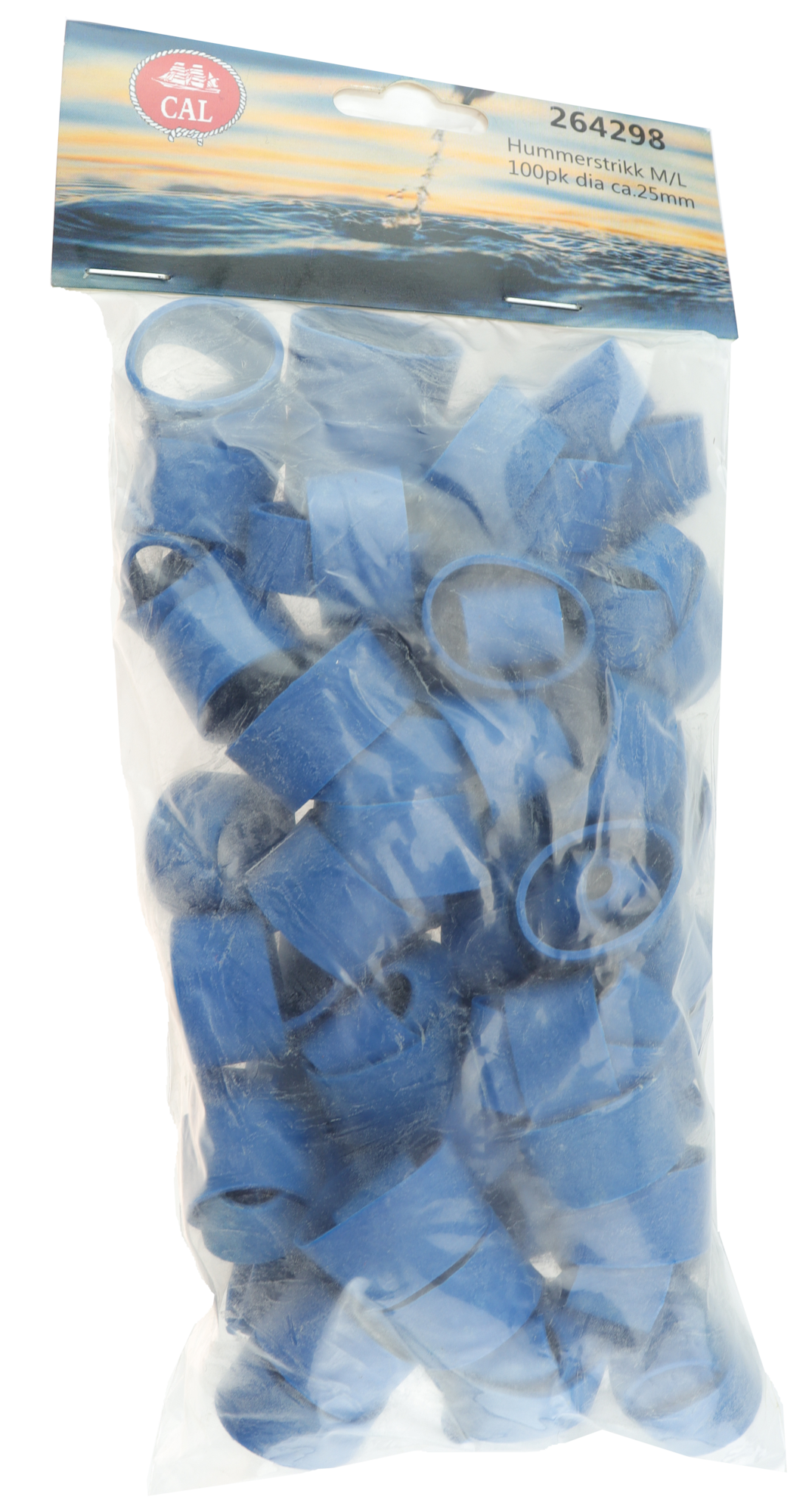 Hummerstrikk - 100 pk - Blå - M/L - 25 mm
