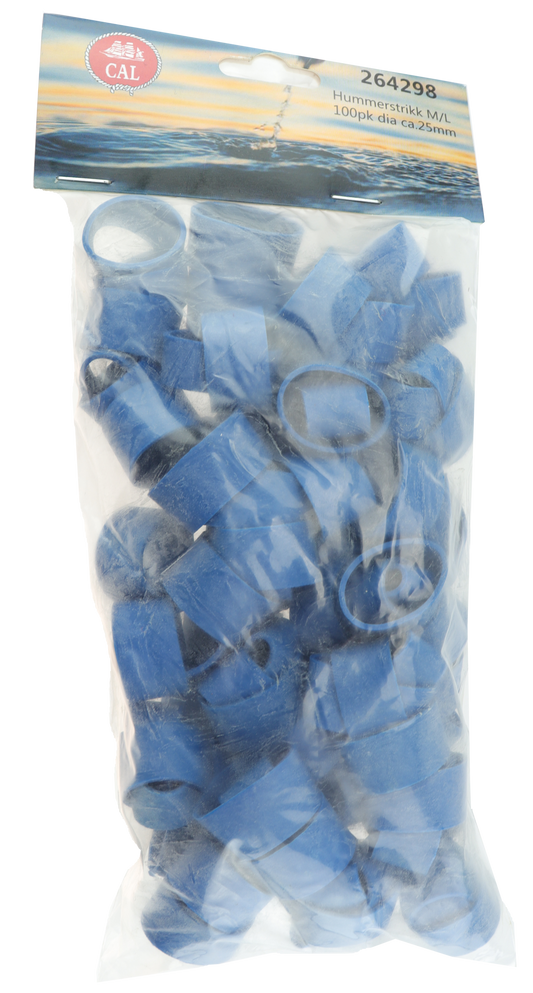 Hummerstrikk - 100 pk - Blå - M/L - 25 mm