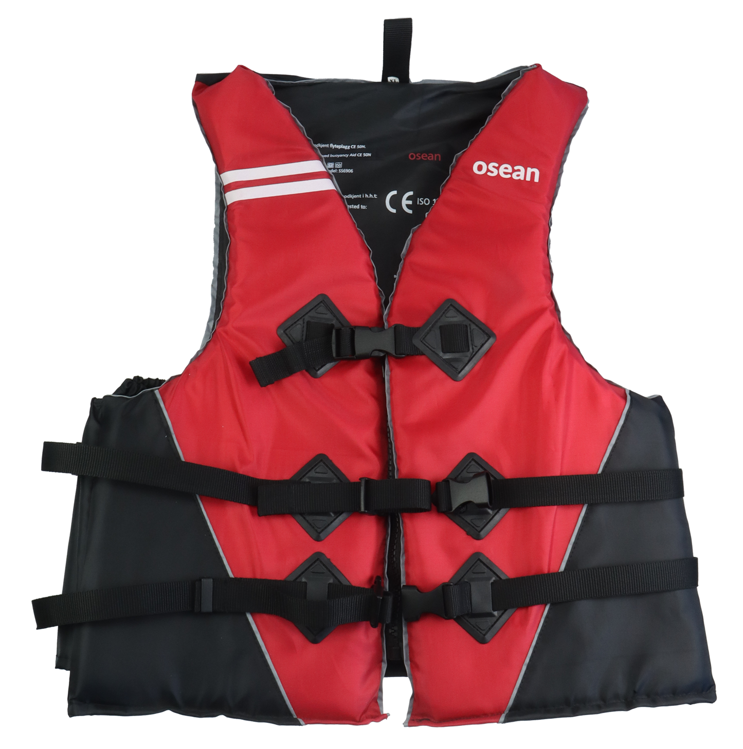 Osean Sport Reflex Flytevest 50N - Rød/Svart - Str. S-XXL XL 90 - 110 kg