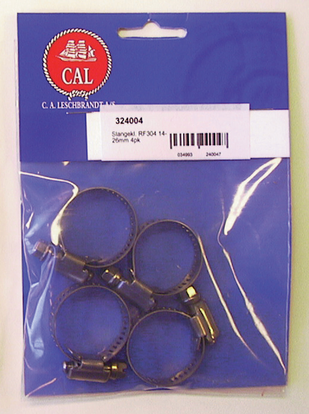 CAL Slangeklemme rustfri RF304 - 4pk - Fleire størrelsar 10-16mm