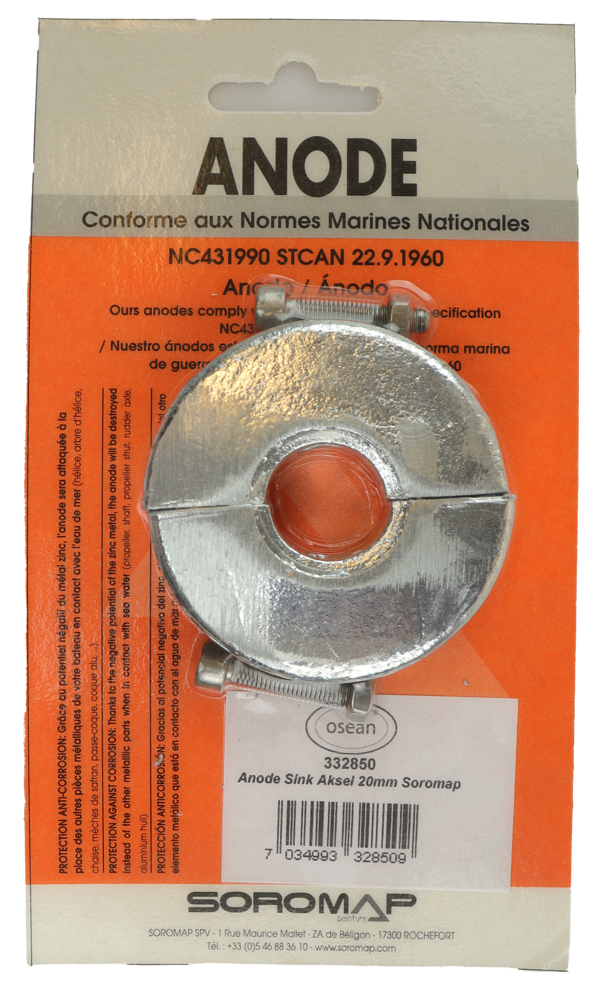 Sinkanode – Aksel – Soromap Sinkanode - Aksel - Sink - 20 mm