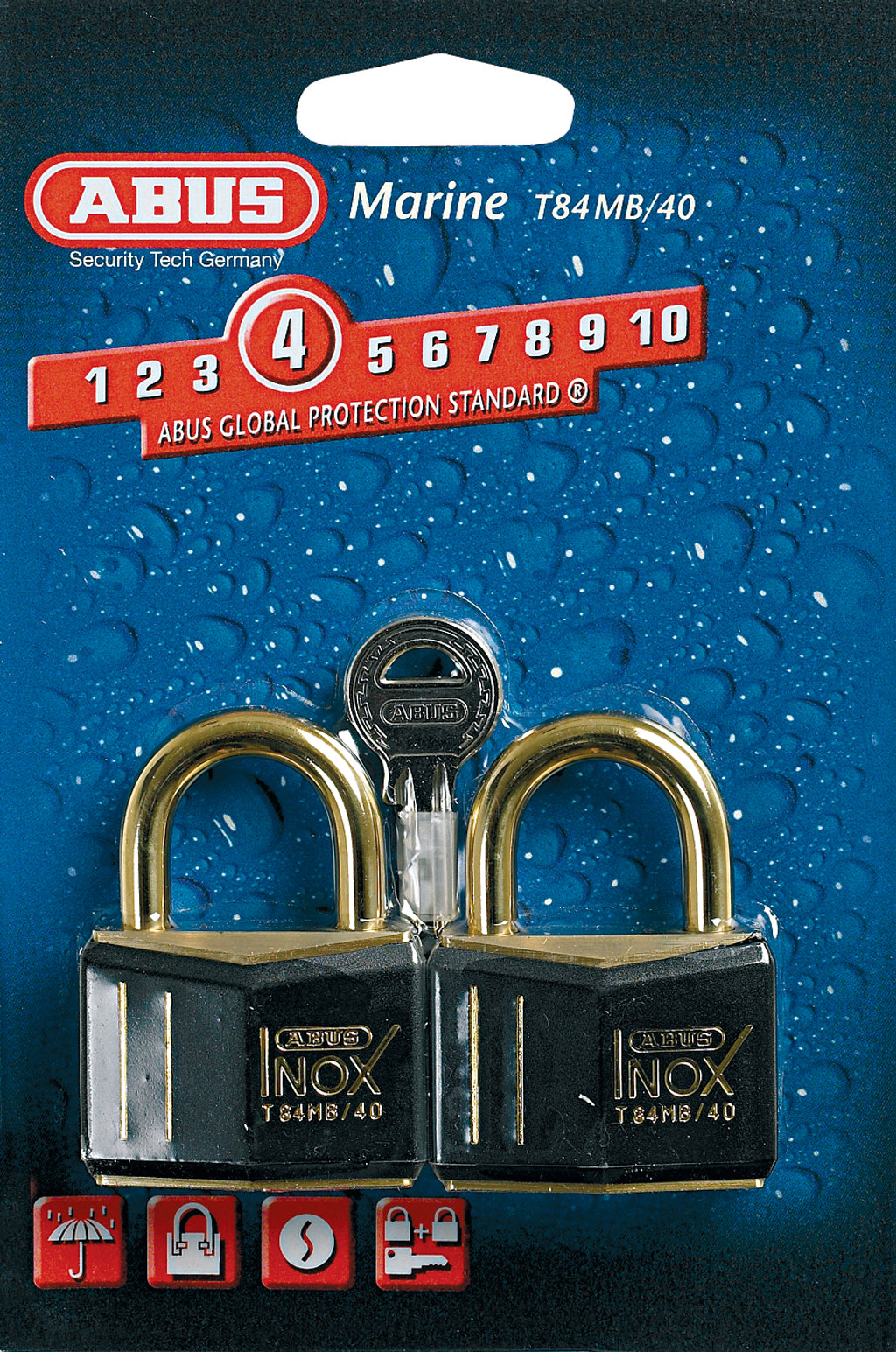 Abus Marine T84MB/40 Hengelås 2pk - Messing - Plastbelegg - Korrosjonsbestandig