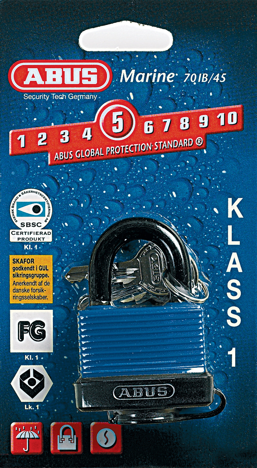 Abus Aqua Safe Hengelås 70IB/45 – PVC Belegg – 45mm Marine