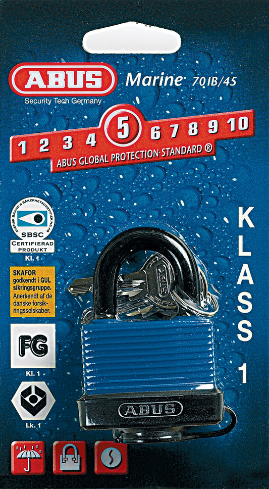 Abus Aqua Safe Hengelås 70IB/45 – PVC Belegg – 45mm Marine