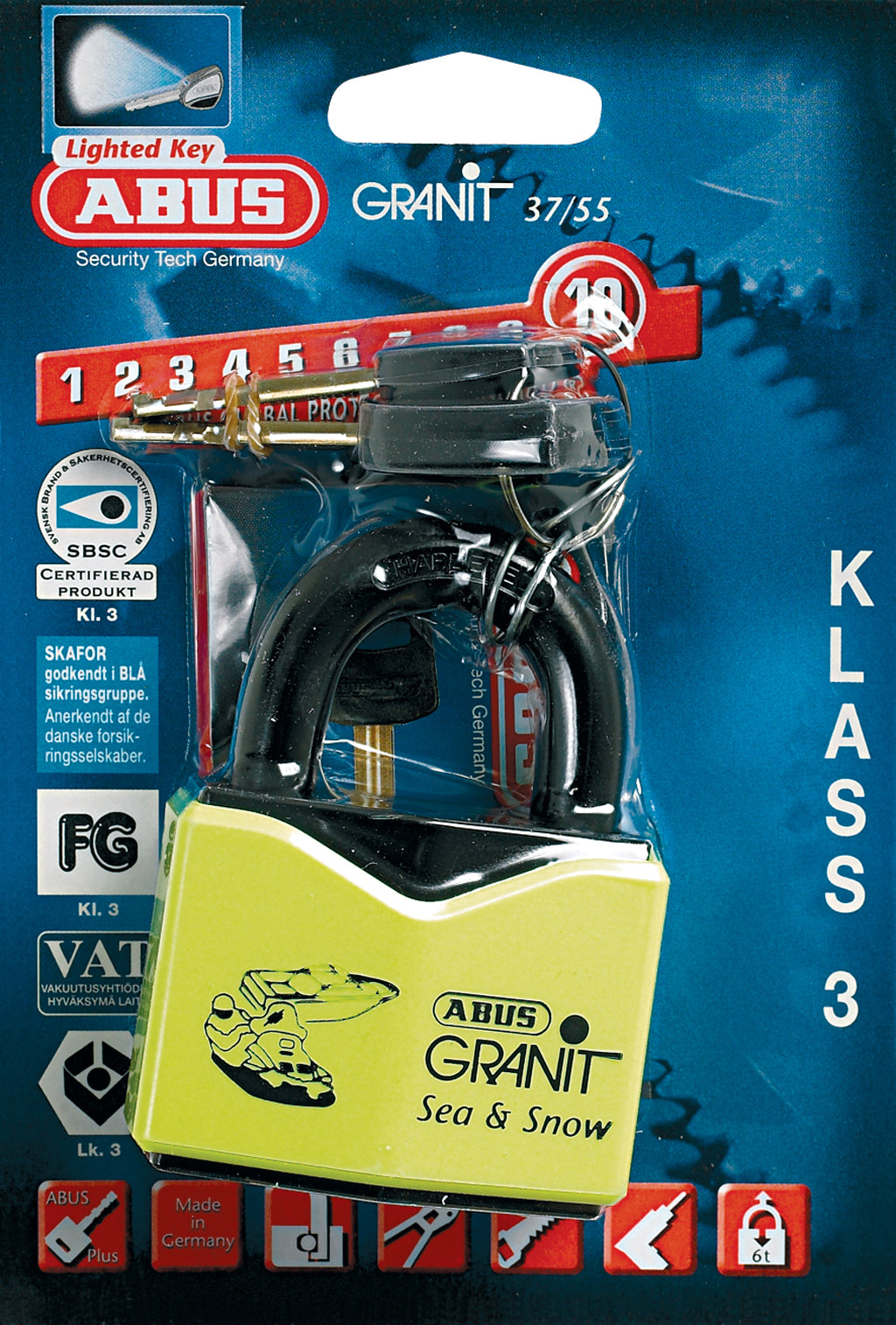 Abus Granit Hengelås Sea & Snow 37/55 – Sikkerhetsklasse 10/10