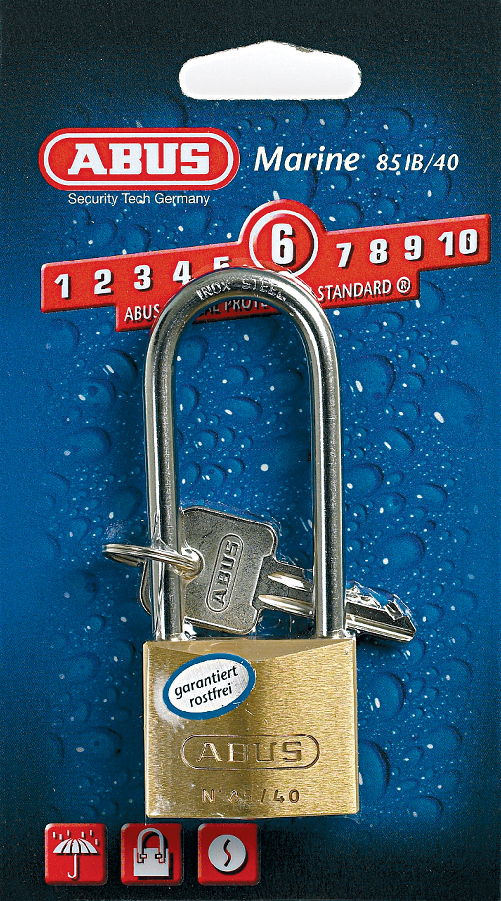 Abus Marine 85IB/40 Hengelås - Lang Bøyle 63mm - Messing - Nano Protect