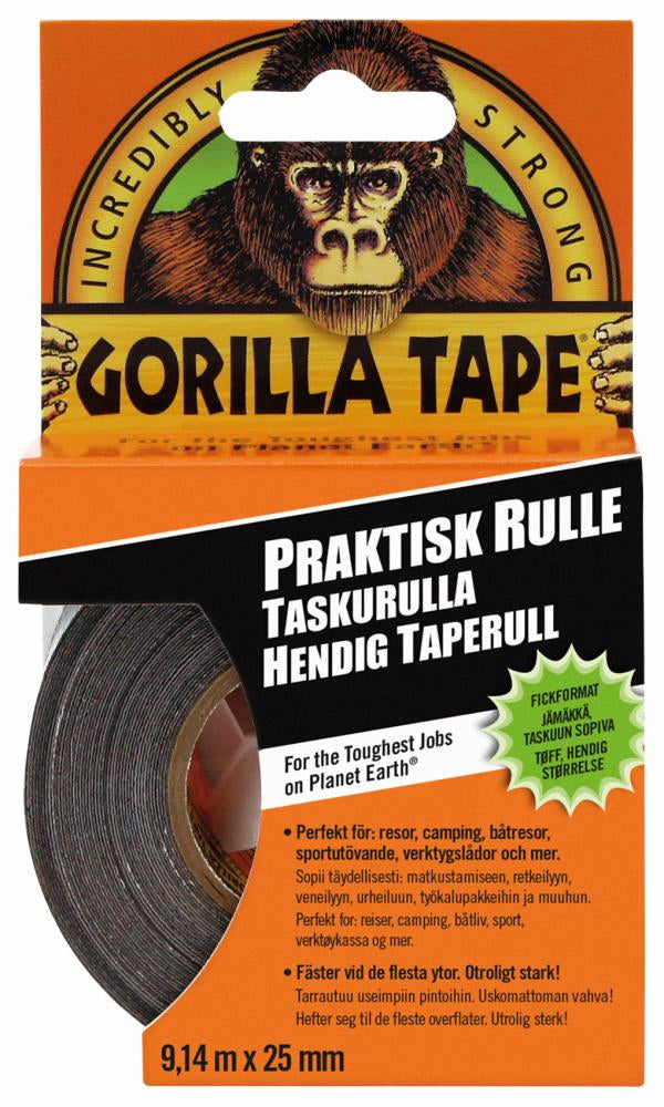 Gorilla Tape Handy Roll 25mm x 9,14m - Ekstremt Sterk - UV & Fukt - Innendørs/Utendørs