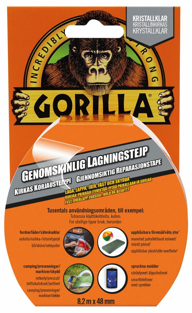 Gorilla Tape Klar Reparasjonstape – 48 mm x 8,2 m