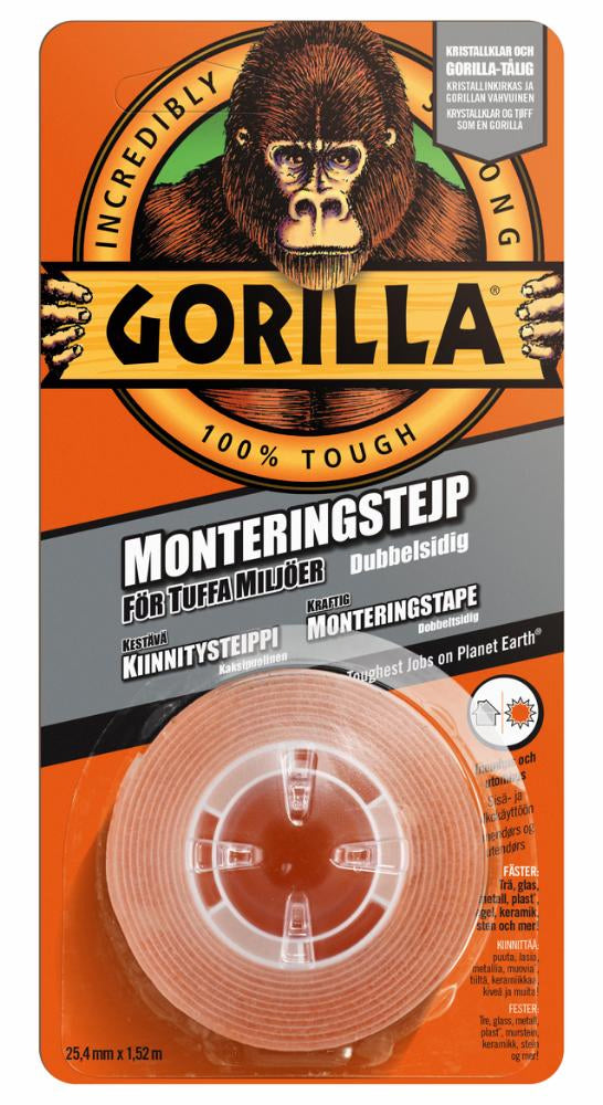Gorilla Tape Monteringstape – Dobbeltsidig – 24 mm x 1,5 m
