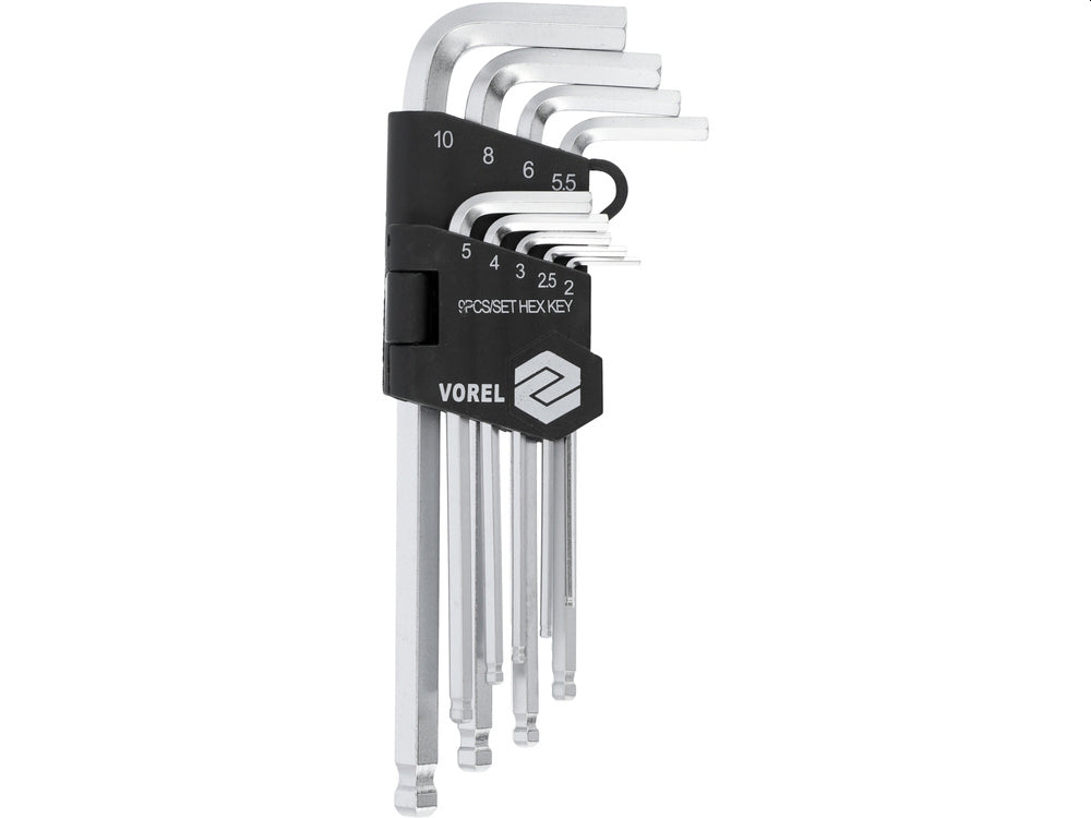 Vorel Umbrakosett - 9 deler - 2-10mm - CrV Stål Ball-Ende - Praktisk Holder