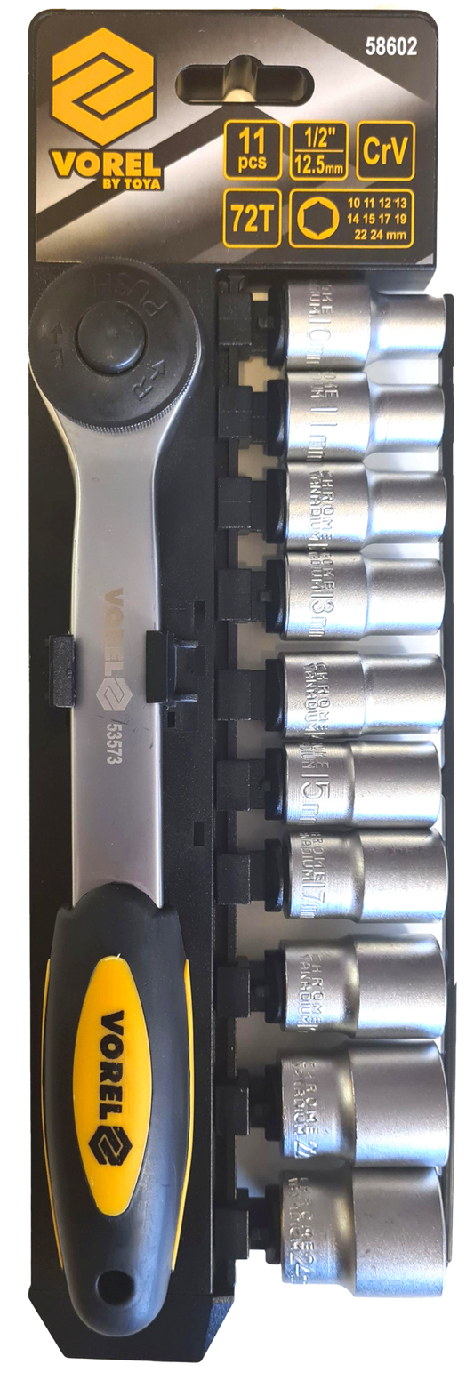 Vorel Pipesett 1/2'' - 11 deler - 10-24 mm