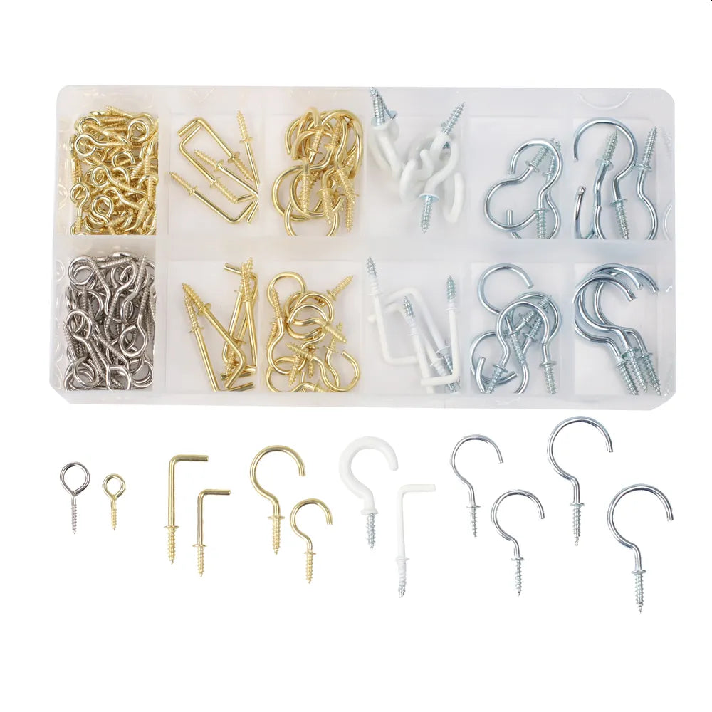 Øyeskrue assortement 125 deler - Åpne, lukkede og vinkelrette