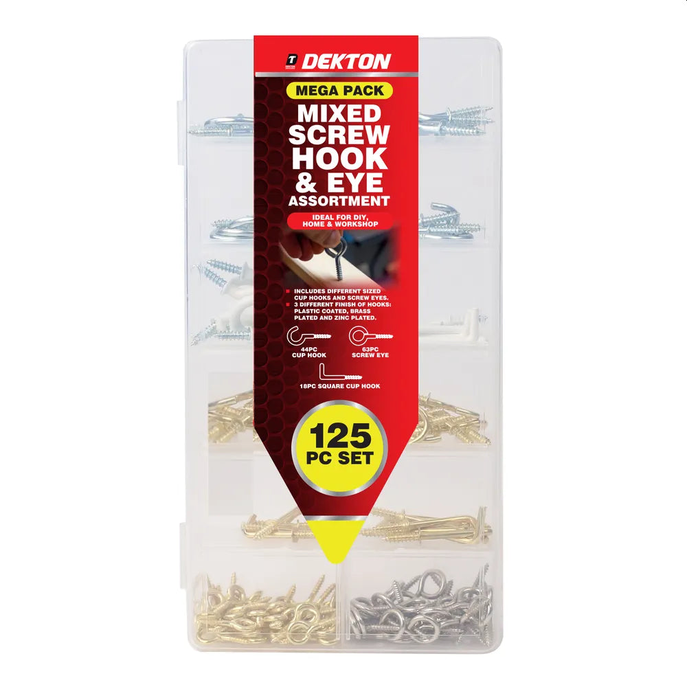 Øyeskrue assortement 125 deler - Åpne, lukkede og vinkelrette
