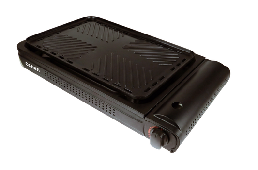Osean Gassgrill - 2200W - Grillplate - Piezotenner - med Koffert