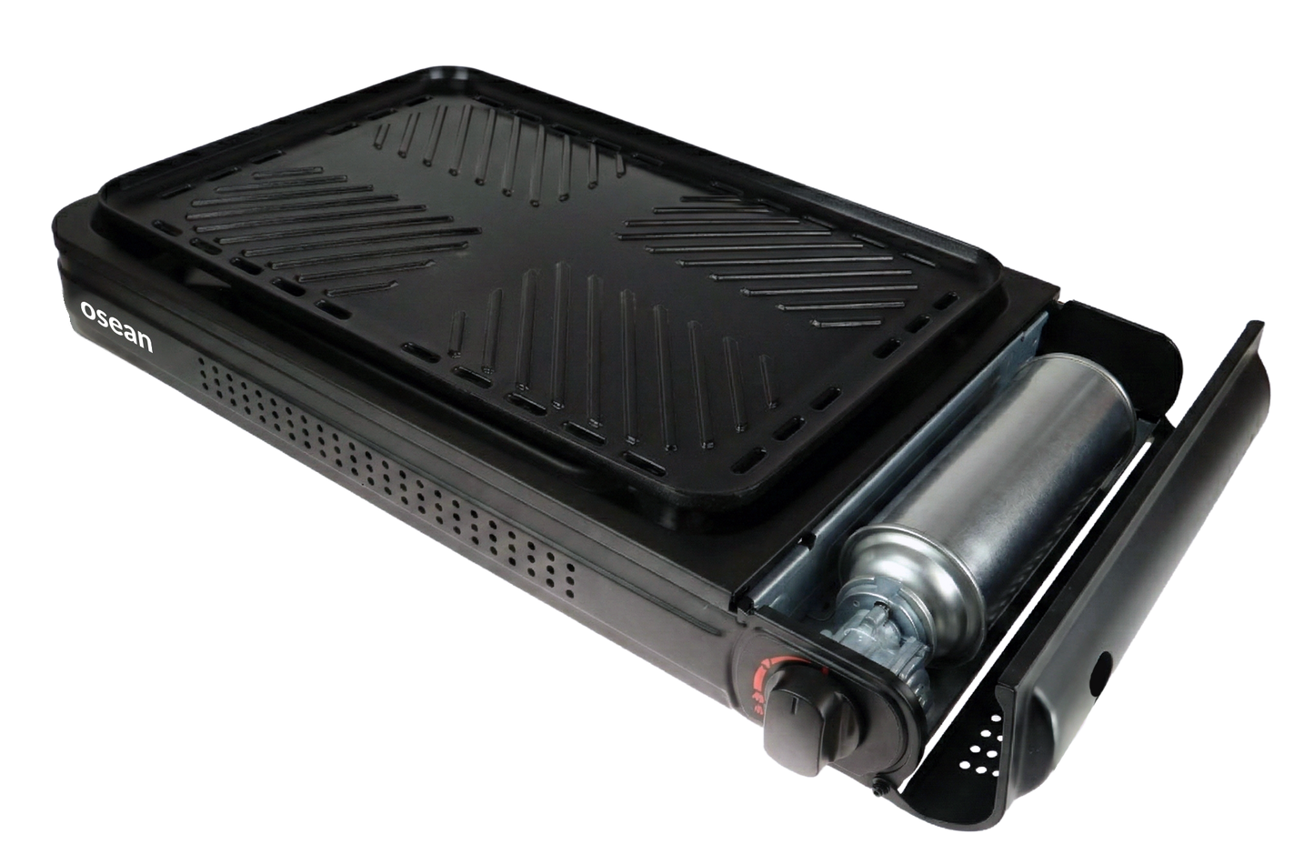 Osean Gassgrill - 2200W - Grillplate - Piezotenner - med Koffert