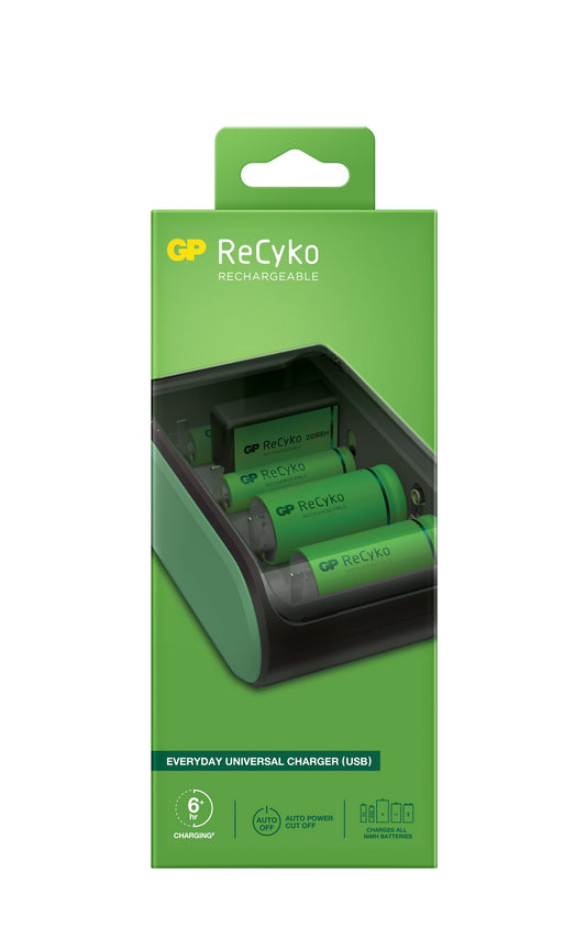 GP ReCyko Universal Batterilader - AAA, AA, C, D og 9V NiMH